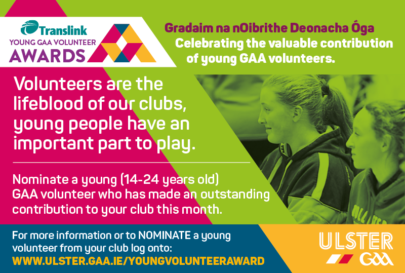 Nominate someone for the Translink Young GAA Volunteer Award